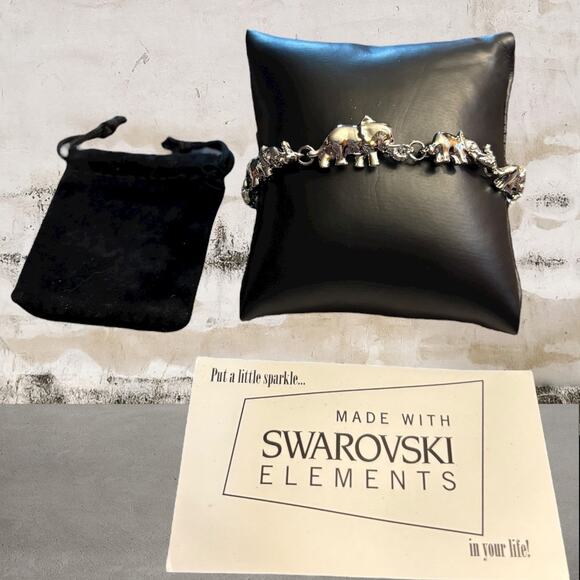 Good Luck 7" Elephant Bracelet Made with Swarovski Elements NEW - Picture 1 of 3